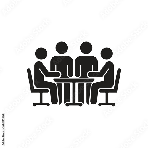 Group Discussion at Office Silhouette, Group Meeting at Office, Meeting Silhouette.