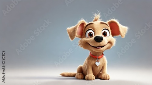 A cartoonstyle single Pawtrick Swayze dog with big eyes cute cartoon funny isolated on a plain white background photo