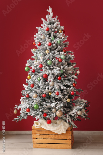 Fir tree decorated with dif...