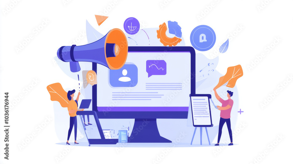 This design uses a simple, flat style to promote marketing automation. It includes digital marketing tools and templates for websites and banners. This design uses a simple, flat style to promote marketing automation. It includes digital marketing tools and templates for websites and banners.