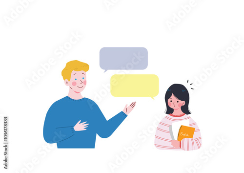 会話する留学生のイラスト