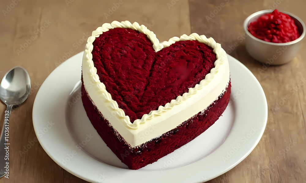 heart shaped cake in red and white Generated AI heart shaped cake in red and white Generated AI