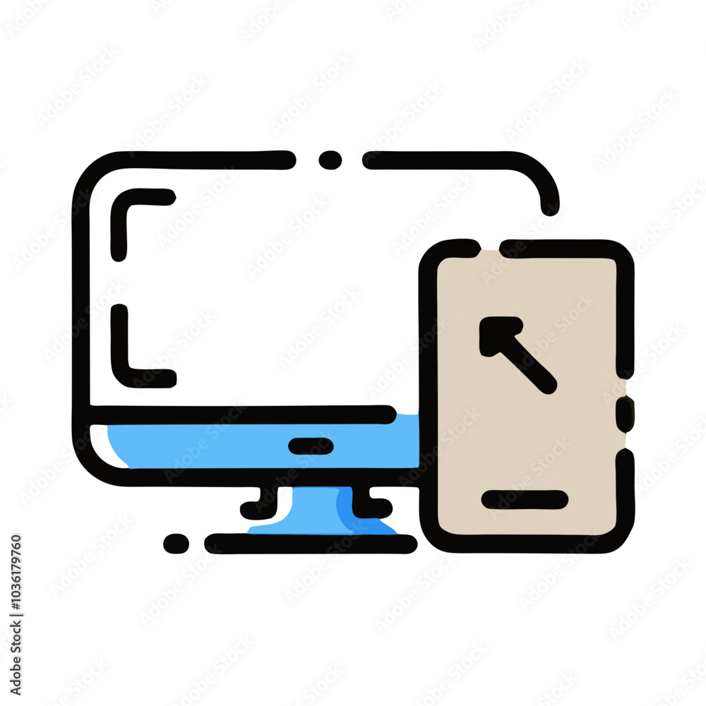 Computer icon with a smartphone on a light blue background for technology and communication Computer icon with a smartphone on a light blue background for technology and communication