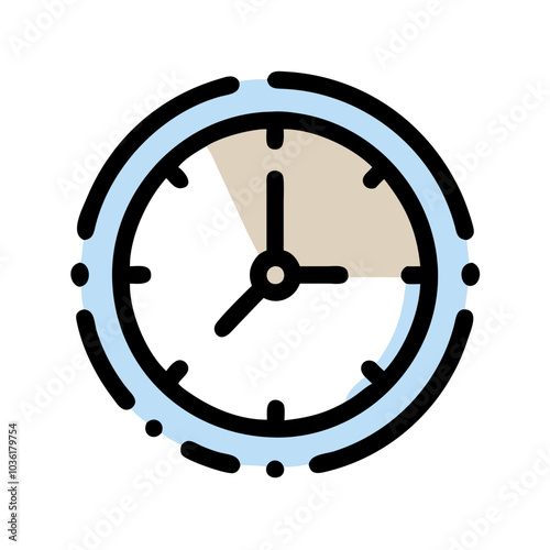 Clock icon with a light blue design on a white background for time management purposes