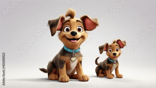 A cartoonstyle single Pawtrick Swayze dog with big eyes cute cartoon funny isolated on a plain white background photo