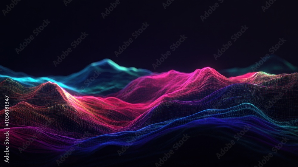 Abstract Neon Mountain Landscape Abstract Neon Mountain Landscape