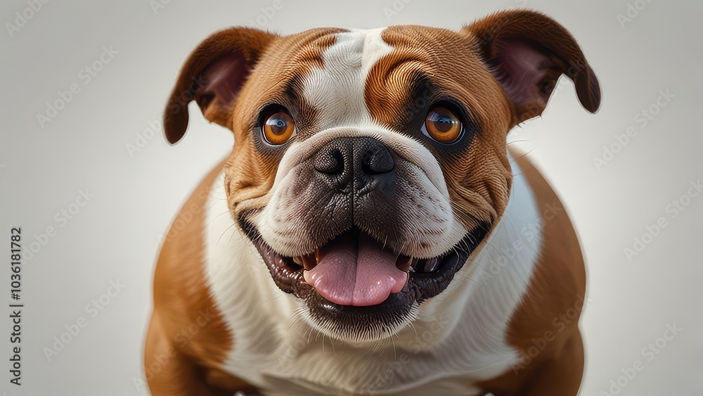 A single cartoonstyle bull dog with big eyes ,funny cartoon,isolated on a plain white background A single cartoonstyle bull dog with big eyes ,funny cartoon,isolated on a plain white background