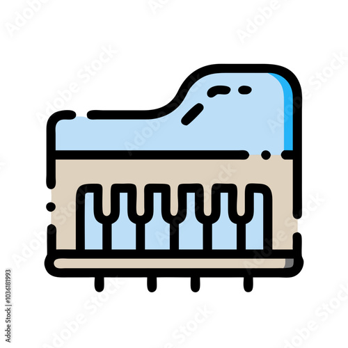 Stylized piano icon illustration with simple design for music-related projects