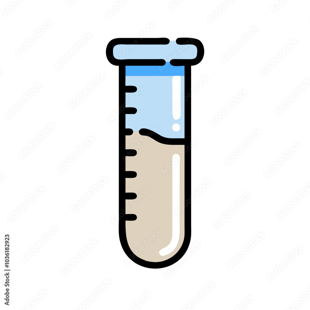 Test tube icon in blue and beige colors for science experiments and laboratory work Test tube icon in blue and beige colors for science experiments and laboratory work