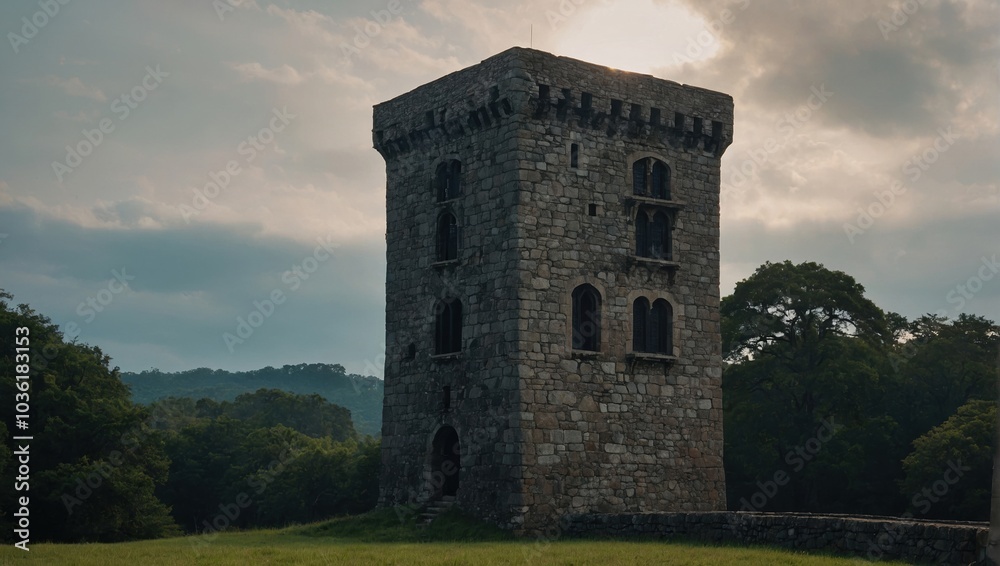 An enchanting archer tower surrounded by forests An enchanting archer tower surrounded by forests