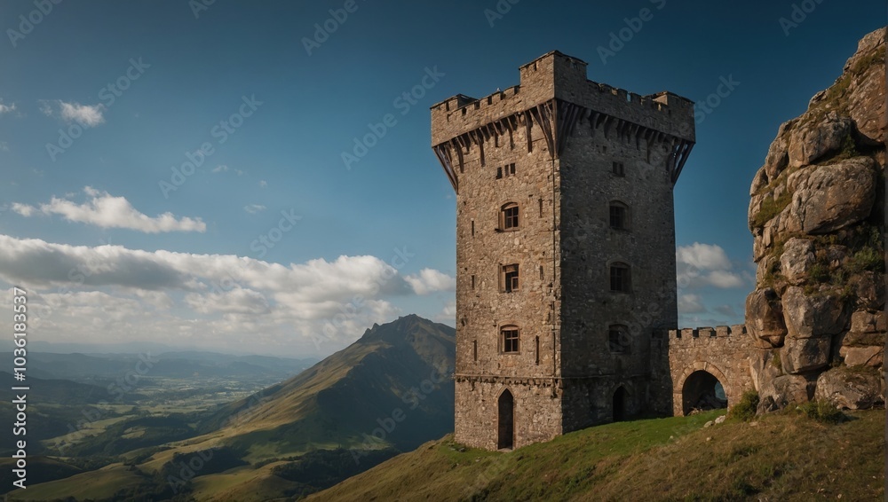 An enchanting archer tower surrounded by lush greenery offers a serene escape An enchanting archer tower surrounded by lush greenery offers a serene escape