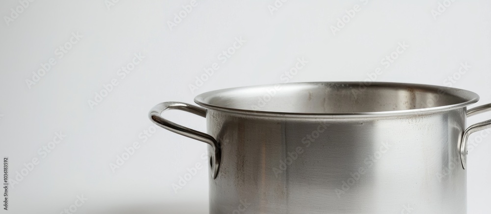 Old Stainless Steel Pot On White Background Old Stainless Steel Pot On White Background