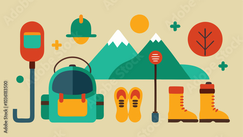These illustrations highlight the diversity in hiking gear that can make the outdoor experience enjoyable and accessible for everyone.