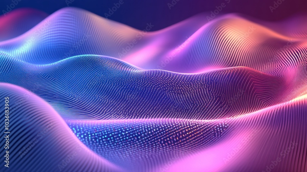 Abstract wavy background with neon lights and vibrant colors.