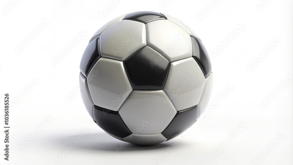 Classic soccer ball is casting a shadow on a white background Classic soccer ball is casting a shadow on a white background