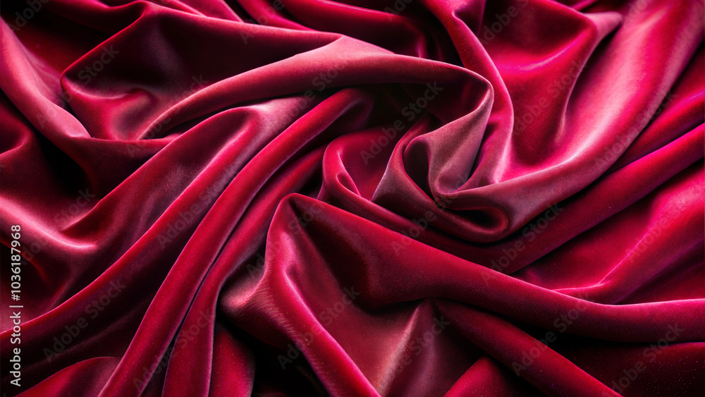 Rich red velvet fabric texture with elegant draping and soft sheen Rich red velvet fabric texture with elegant draping and soft sheen