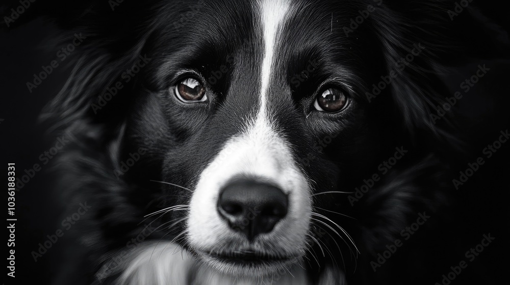 Elegant black and white Border Collie canine Elegant black and white Border Collie canine