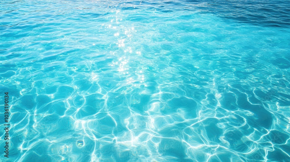 Obraz premium Crystal clear turquoise lagoon with azure water surface resembling a swimming pool showcasing the beauty of the blue rippling sea
