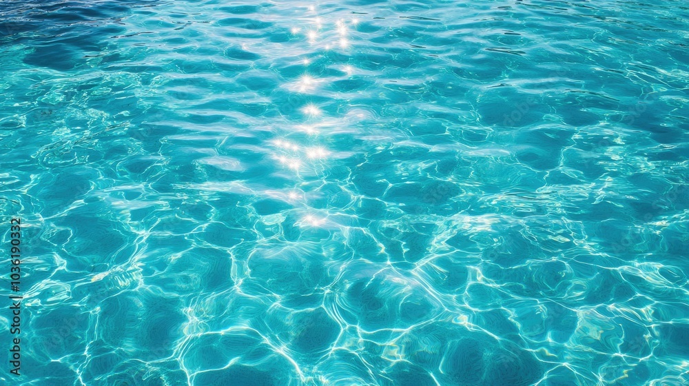 Crystal clear turquoise lagoon with azure water surface resembling a swimming pool showcasing the beauty of the blue rippling sea Crystal clear turquoise lagoon with azure water surface resembling a swimming pool showcasing the beauty of the blue rippling sea