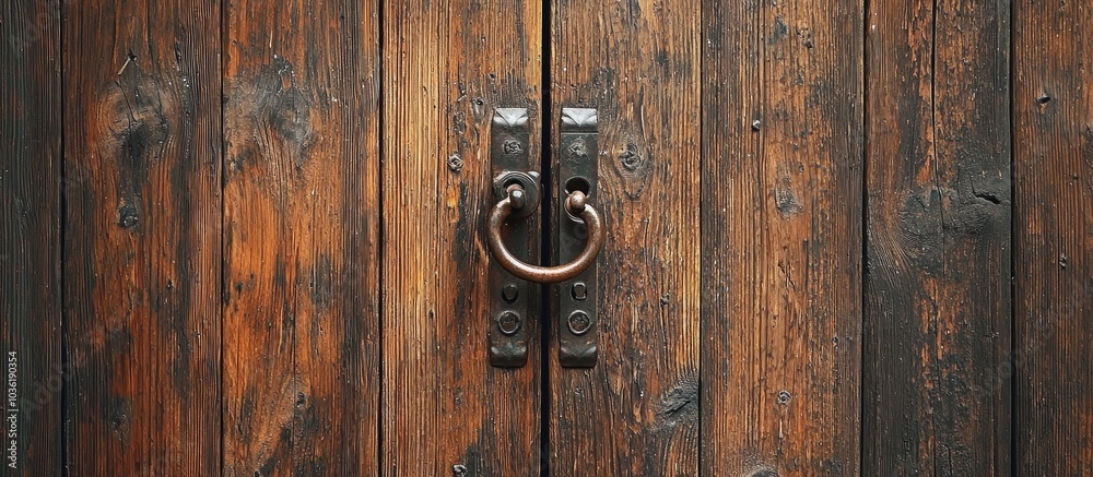 Old Wooden Brown Door With Handle Background Old Wooden Brown Door With Handle Background