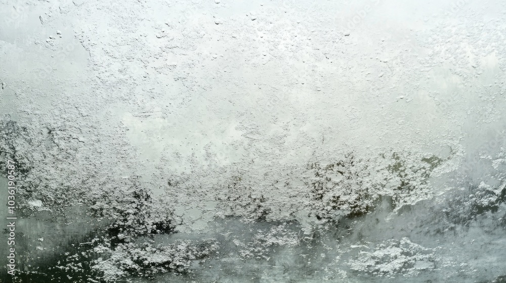 Obraz premium Textured surface of a misted window glass with water droplets on a cloudy and foggy day