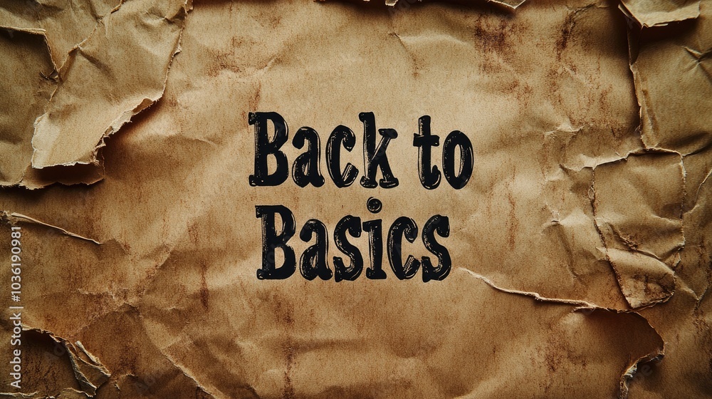 Back to Basics phrase displayed on ripped brown paper texture Stock ...