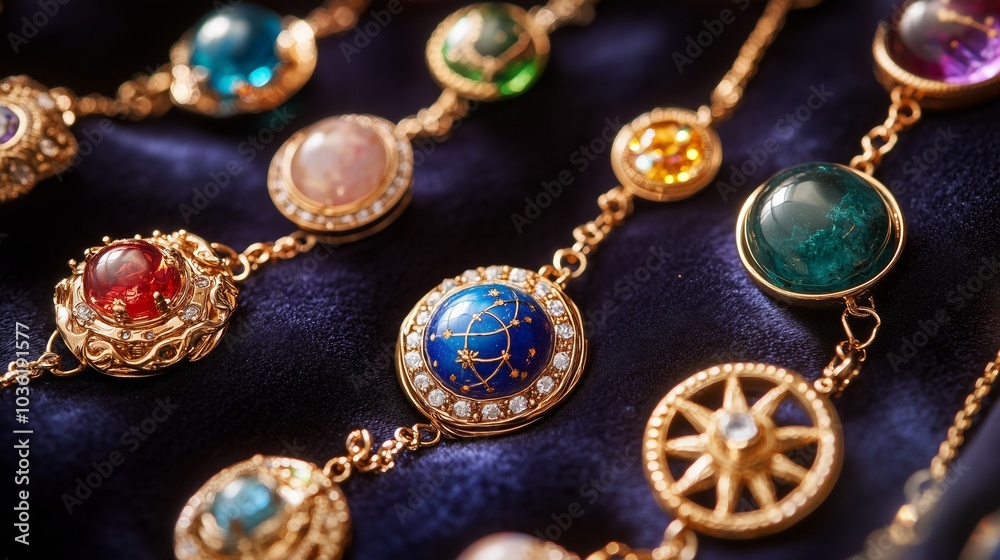Astrology-inspired jewelry with zodiac symbols and gemstones Astrology-inspired jewelry with zodiac symbols and gemstones