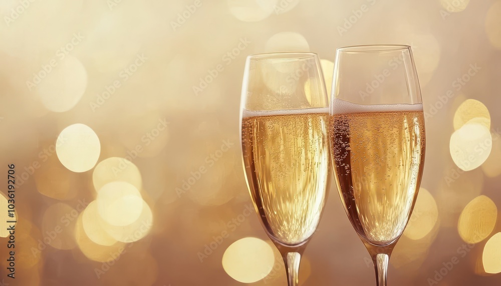Celebratory champagne flutes clinking together at a festive event Celebratory champagne flutes clinking together at a festive event