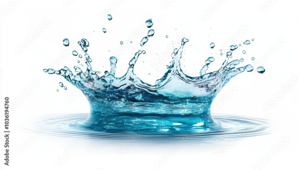 A splash of water creates ripples on a calm surface in a bright setting A splash of water creates ripples on a calm surface in a bright setting