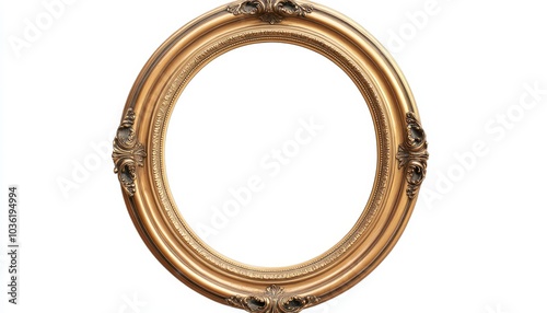 Ornate vintage gold frame with intricate details set against a white background