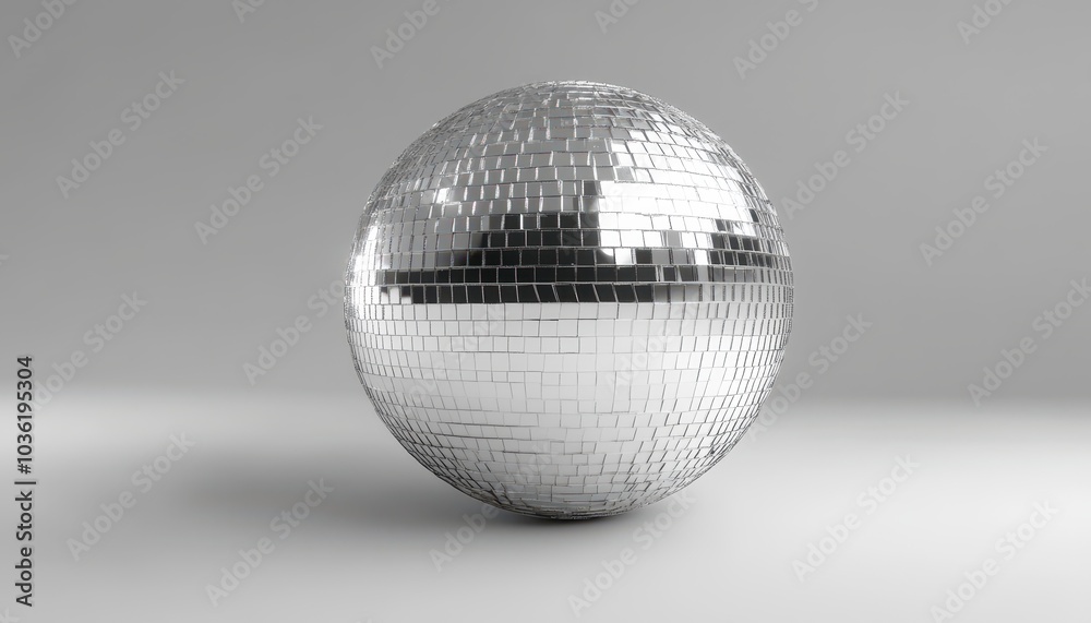 A glittering disco ball reflecting light in a minimalist indoor setting A glittering disco ball reflecting light in a minimalist indoor setting