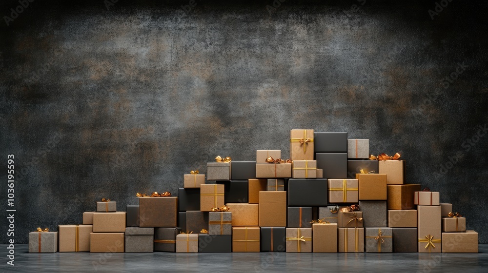 Cardboard Boxes with Gifts in a Dark Setting Cardboard Boxes with Gifts in a Dark Setting