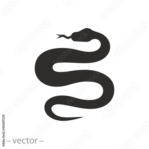 spineless or reptile, snake icon, flat vector illustration