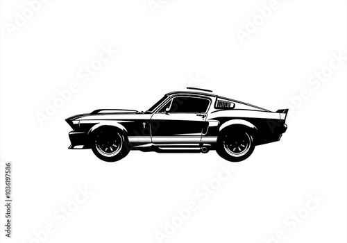 muscle car logo vector siluet design stencil	

