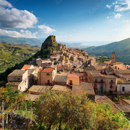 village in Sicily, AI generated photo