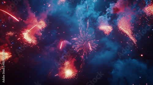 Wallpaper Mural Night sky was filled with colorful fireworks, lighting up holiday event and adding vibrant touch to celebration everyone partied to celebrate. fireworks, colourful, night, celebration, party, light. Torontodigital.ca