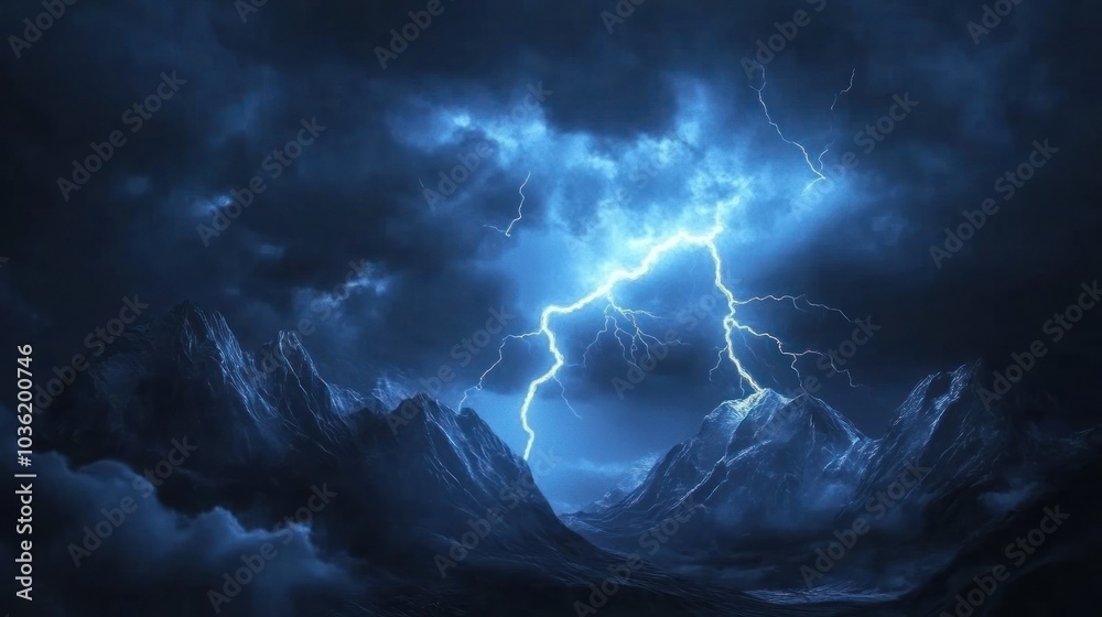 Lightning Strike Over Mountains Lightning Strike Over Mountains