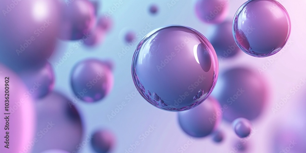 Abstract background with purple and blue spheres floating in space. Abstract background with purple and blue spheres floating in space.