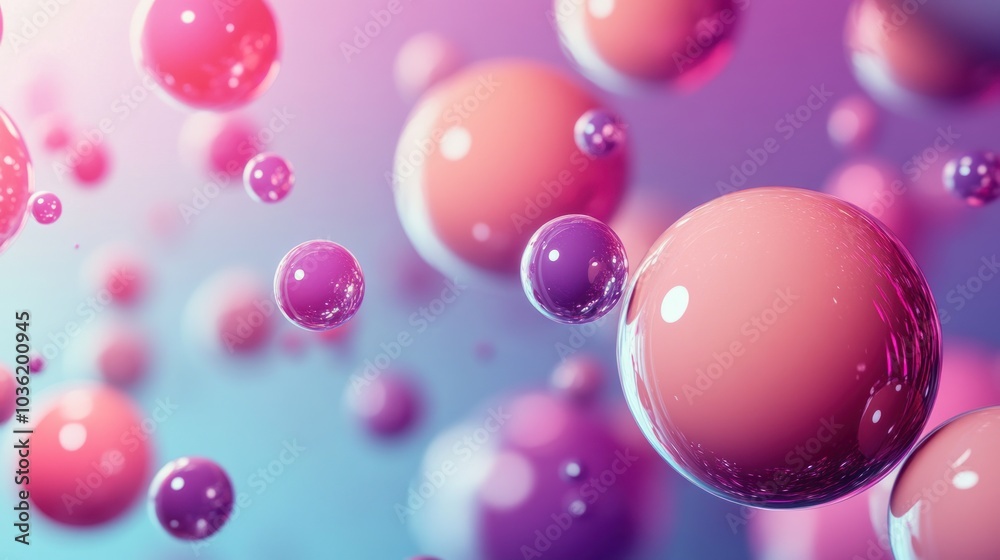 Abstract background with colorful spheres floating on a gradient background.
