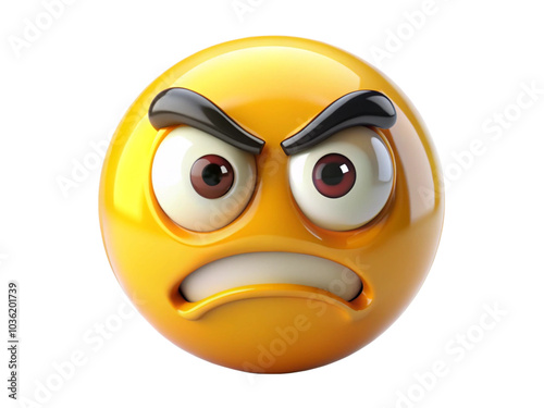 Angry face emoji 3d isolated ,AI generated