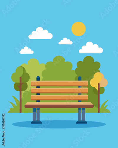 An empty park bench a symbol of the many retirees whose retirement savings were wiped out by the stock market crash.. Vector illustration