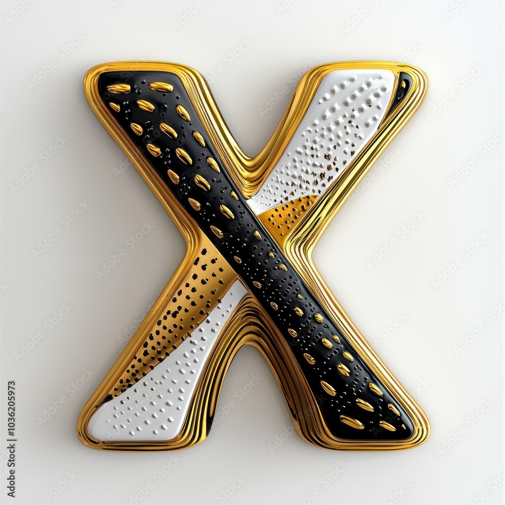 Elegant 3D Letter with Gold and Black Design Elegant 3D Letter with Gold and Black Design