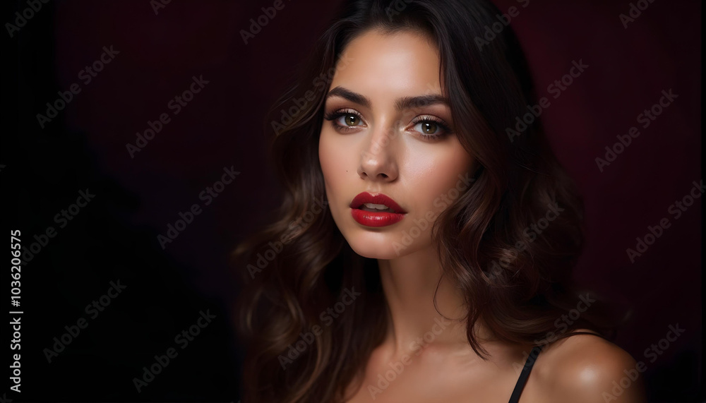 A glamour and sensual model portrait with bold makeup A glamour and sensual model portrait with bold makeup