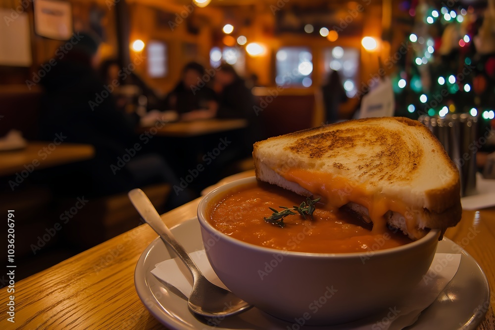 A Grilled Cheese and Tomato Soup Combo, Served in a Cozy Diner, Food Photography, Food Menu Style Photo Image A Grilled Cheese and Tomato Soup Combo, Served in a Cozy Diner, Food Photography, Food Menu Style Photo Image