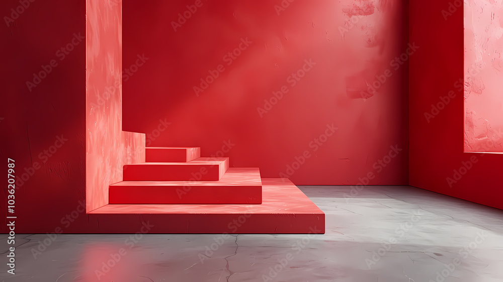 stairs in the red wall Generated AI stairs in the red wall Generated AI
