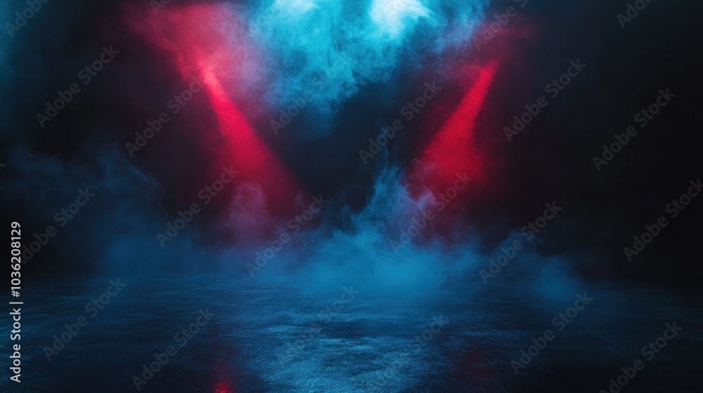Red and Blue Neon Lights in Smoke Red and Blue Neon Lights in Smoke