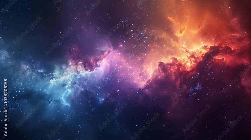 Obraz premium Colorful nebula and starry sky, with magical colors and cosmic dust
