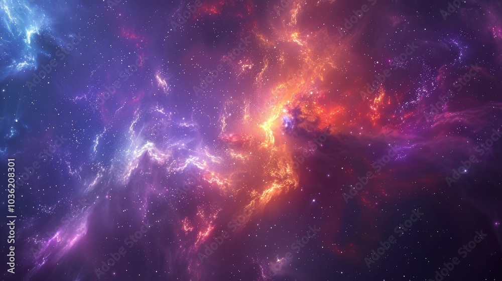 Obraz premium Colorful nebula and starry sky, with magical colors and cosmic dust