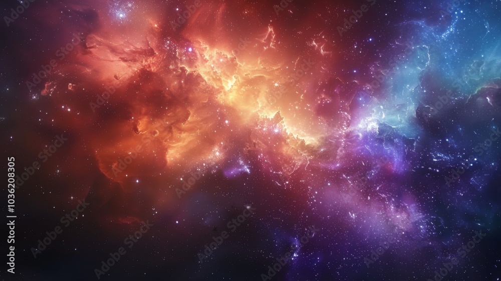 Fototapeta premium Colorful nebula and starry sky, with magical colors and cosmic dust