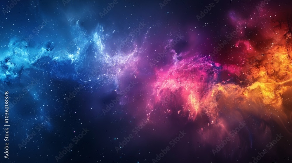 Fototapeta premium Colorful nebula and starry sky, with magical colors and cosmic dust